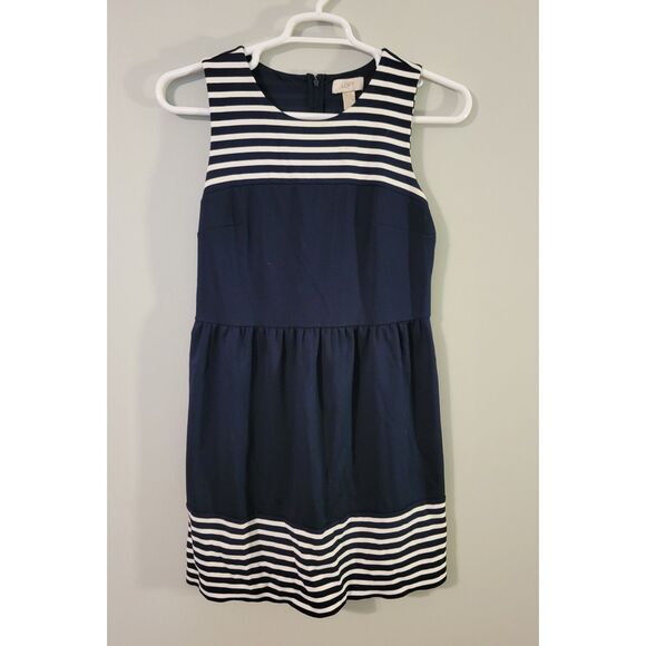 Loft Womens Sleeveless Sheath Nautical Dress Size 6 Midi Length - Picture 1 of 6